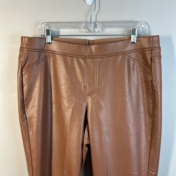 NWT J. Jill Vegan Leather Pants in Hickory Size XL Pull On Fleece Lined Stretchy - Picture 4 of 14